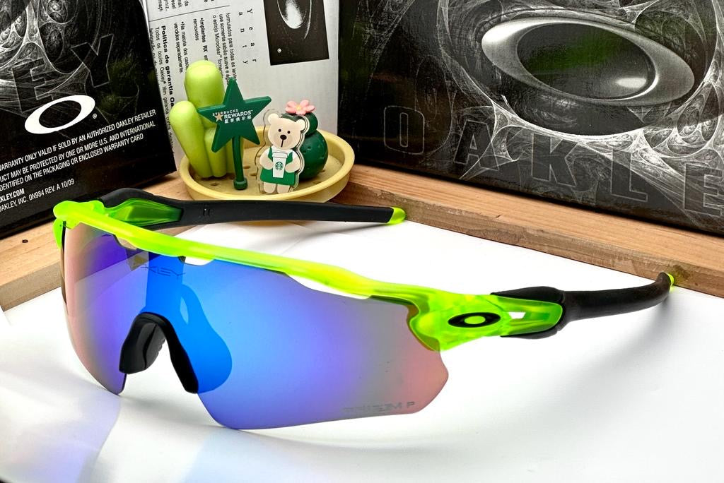 EV Sports Polarised Green Fluerescent Blue Mirror Mens Sunglasses